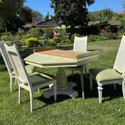 Mid Century Cabbage Head Base Kitchen Dining Table W/chairs 