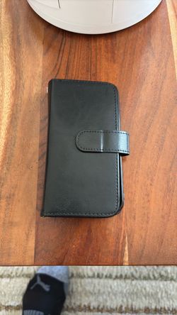 Black Leather 11 Wallet Folio Phone Case