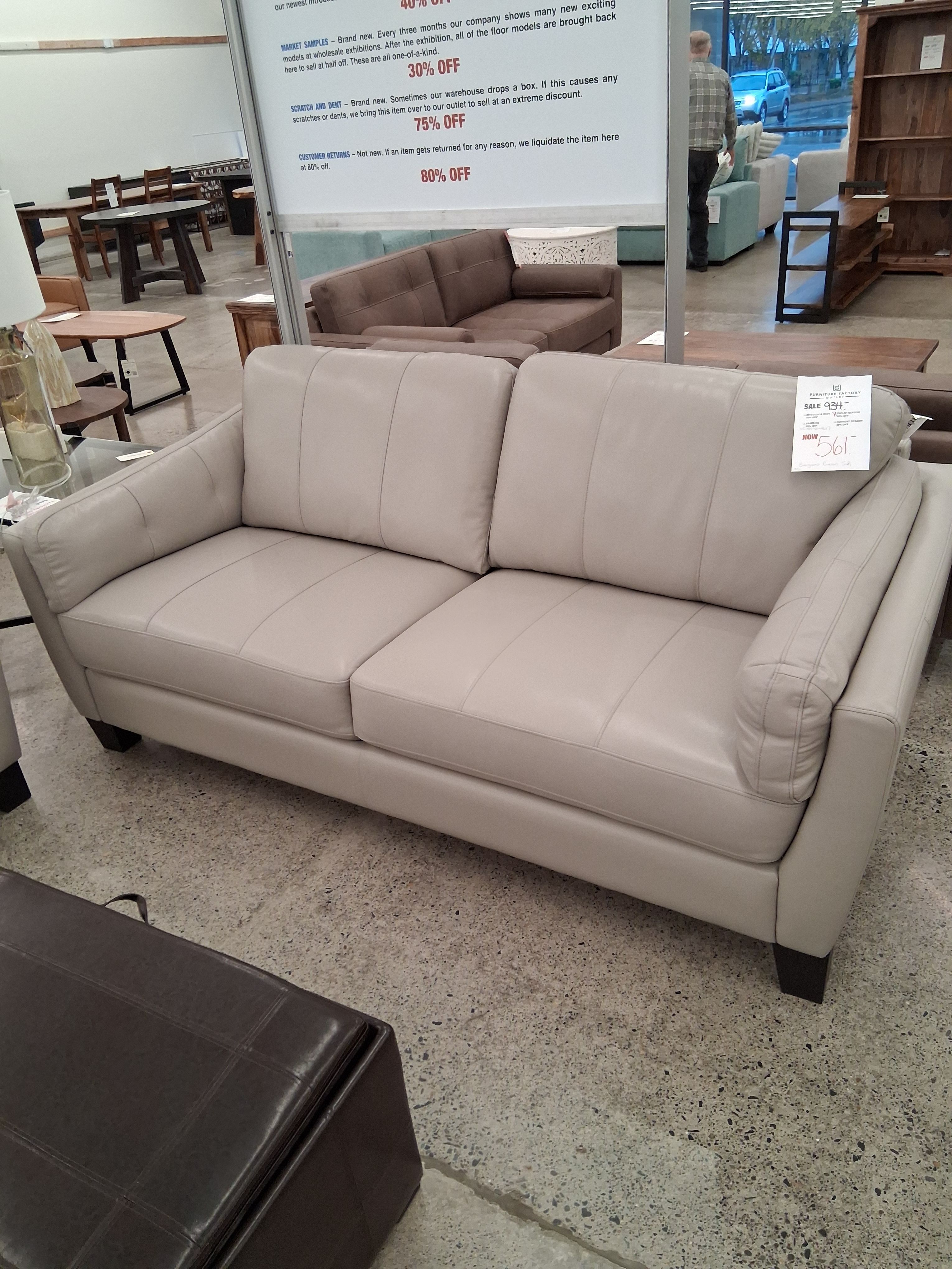 TOP GRAIN LEATHER CREAM SOFA