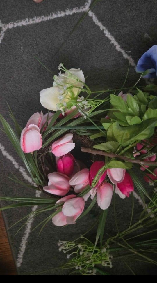 2 Pink Rose Candle Wreaths