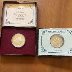 Two Silver George Washington Commemorative Coins