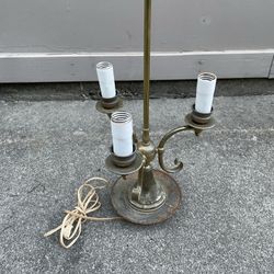 Copper Brass 3 Arm Candle Electric Lamp Antique Vintage