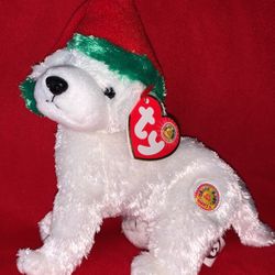 Ty TINSEL Beanie Baby Of The Month The White Christmas Dog With Tag/tash Beanie Baby Collection 