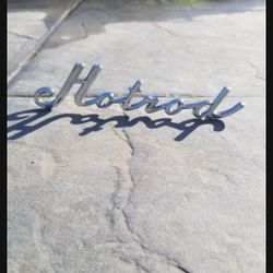 L👁👁K !!   RAT ROD BUILDERS. Empi 3184 Chrome "Hot Rod" Emblem For Hot Rods, Street Rods, Volkswagens...asking $15.00