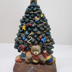 Vintage Chadwick 9" Hand-Painted Cast Iron Christmas Tree Doorstop or Book End