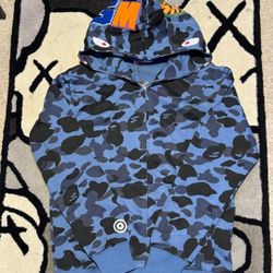 A Bathing Ape BAPE Shark Full Zip Hoodie - Blue Camo
