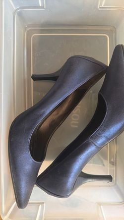 Navy Blue Satin Pointed-Toe Heels