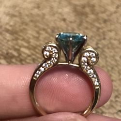 3 ct lab blue Diamond a real Moissanite beautiful ring 