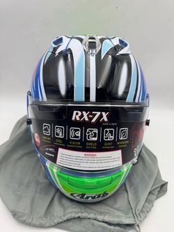 Arai RX-7X Full Face Motorcycle Helmet Blue Green Graphic