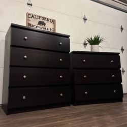 Matching Espresso Dresser Set w/ Silver Knobs, Excellent Condition