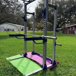 Heavy Duty Fully Adjustable Weight Rack / Tower With 7’ Olympic Barbell 