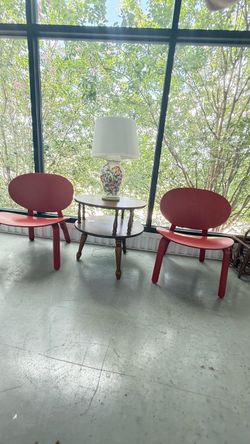 Pair of IKEA FRÖSET Red Oak Veneer Accent Chairs