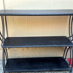 3-Tier Metal & Wood Shelf