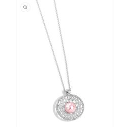 Silver Necklace with Pink Gem