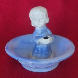 Small Girl Candle Holder and 1978 Avon Bowl