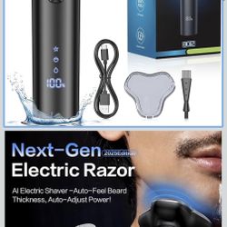 Electric Razor for Men, Men's Electric Shaver, 3-Blade Rotary Shaving System, Touch Switch, Type-C Fast Charging, LED Display, Travel Lock, 90+ Minute