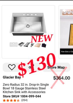Glacier Bay 32 in. Stainless Steel Kitchen Sink – NEW Open Box