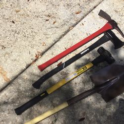 Clean Powerful Fiberglass Pick , Sledge Hammer,  Ox&  Sguare Shovel