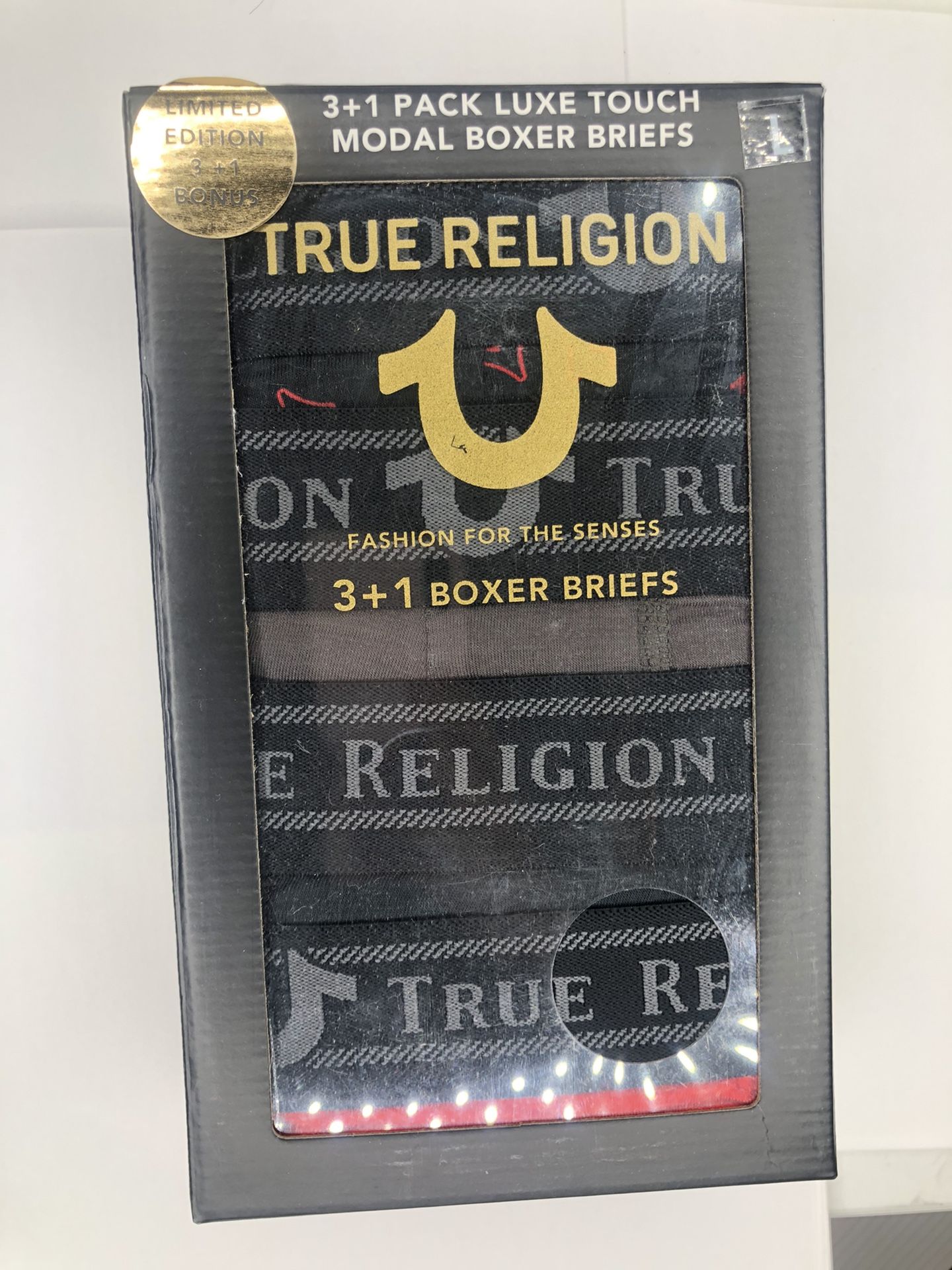 True Religion 4 Pack Boxer Brief Men Small LUXE Touch Modal Black Grey Underwear