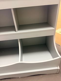 Gray Kids Bookcase with Storage Cubby