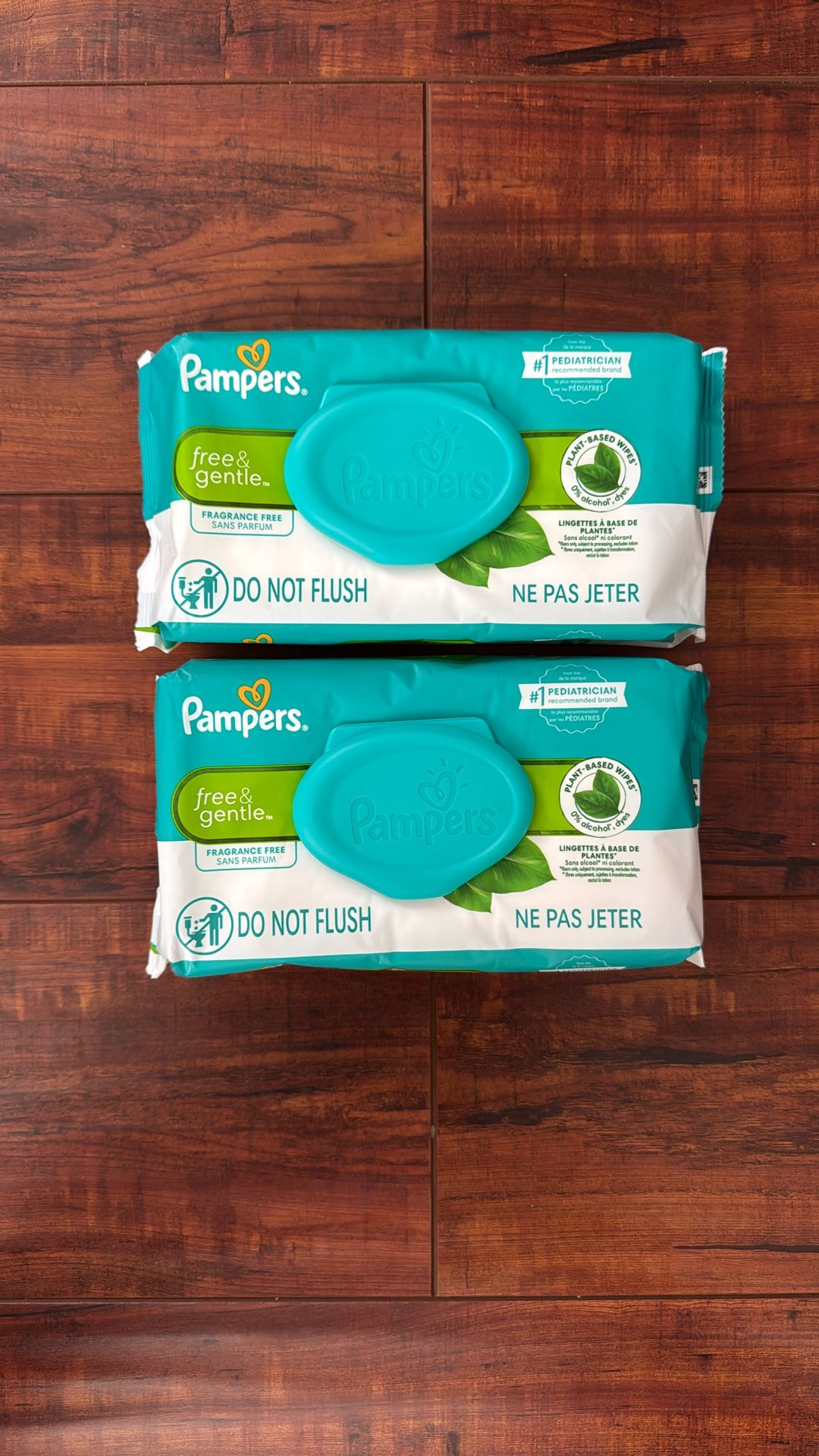 Pampers FREE And GENTLE; Fragrance Free Plant-Based Wipes: 52 Count Each (2 For $5)