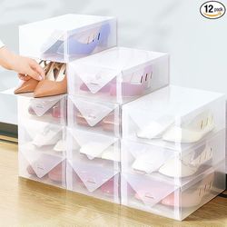 8pack Women's Shoe Box Clear Plastic Stackable - Shoes Organizer for Closet Storage Boxes Containers Bins Case cajas para zapatos