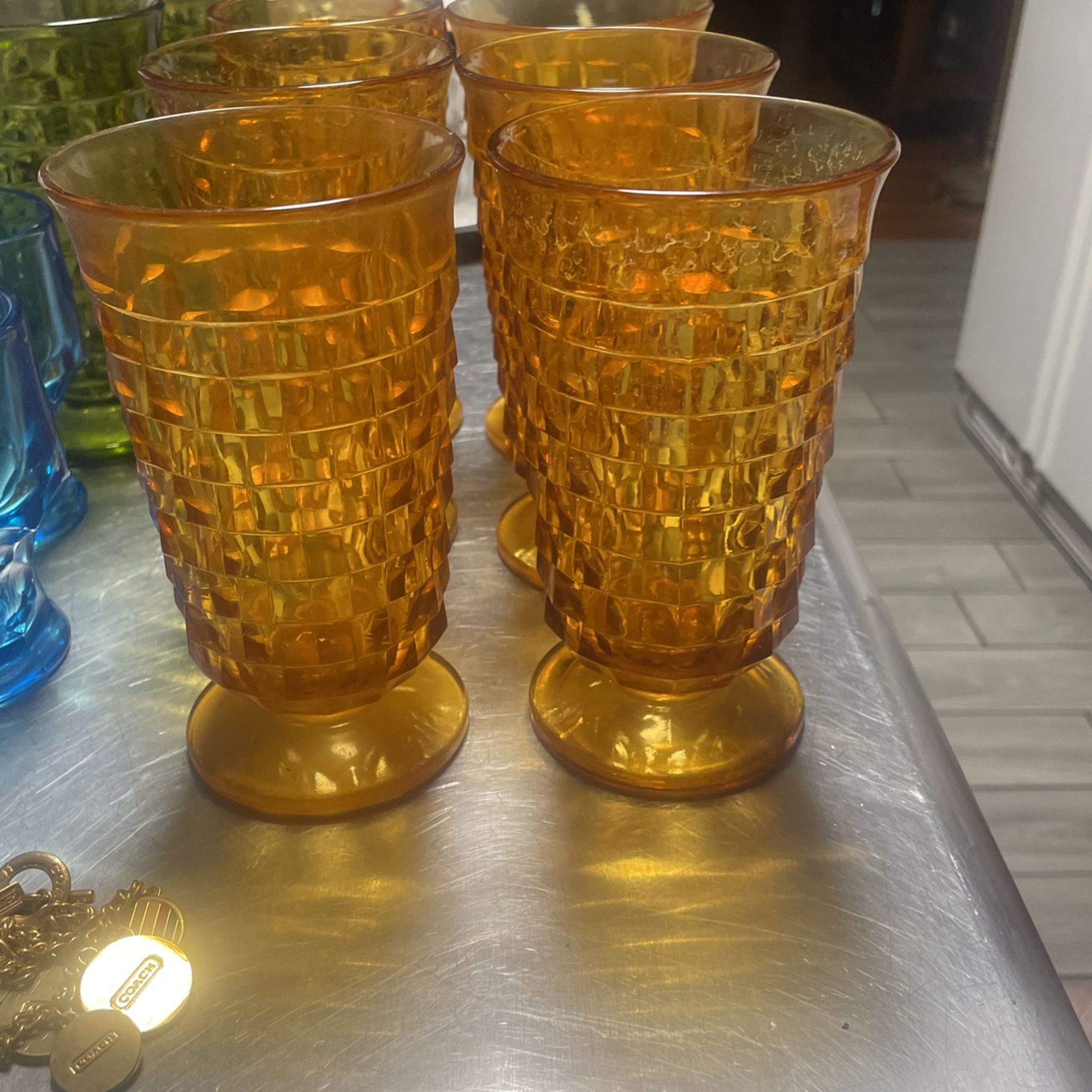 Vintage Amber Indiana Glass Tumblers