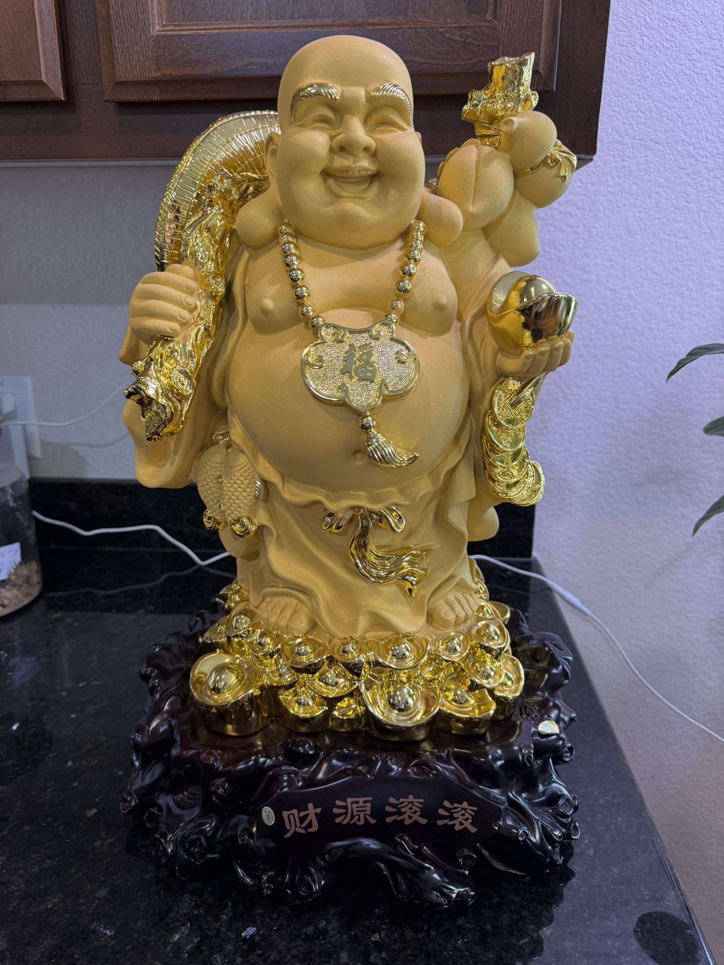 Beautiful golden Buddha happy statue