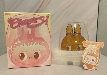 Authentic PopMart Labubu The Monsters — Cheers! Series Double Walled Glass Cup — Confirmed Warm Heart