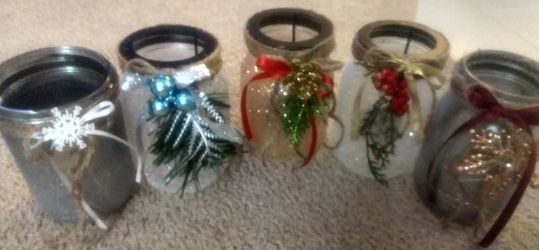 Hand painted tealite jars