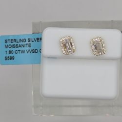 Gold Over 925 Studs With Moissanite 