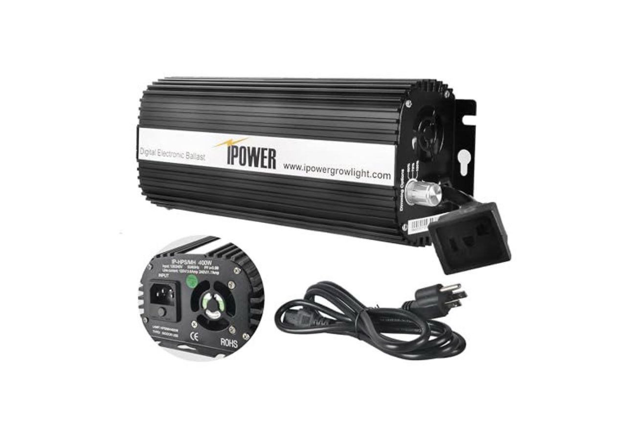 iPower 400W Ballast, Digital Dimmable Electronic Horticulture Ballast, Suit for Hydroponic HPS MH Grow Light System, Black