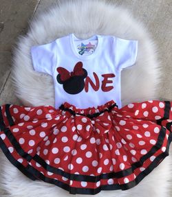 1st Birthday Minnie Mouse tutu skirt set