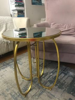Accent Table, Nightstand (gold &mirror)