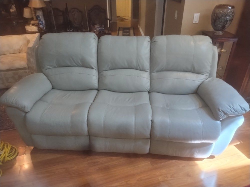 Genuine Leather Power Reclining Sofa w USB - Excellent Condition