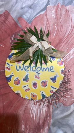 Welcome Door Sign with Fruit Print