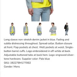 Givenchy Men’s Jean Jacket XL Slim Fit