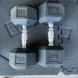 Pair Of 40lb Hex Dumbbells 