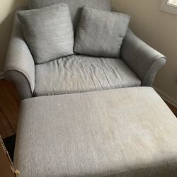 Oversized Chair With Footrest Gray