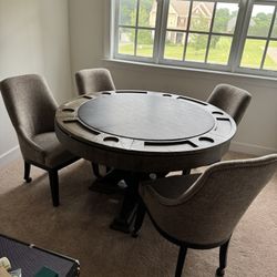 Game Table With 4 Rolling Chairs For Sale