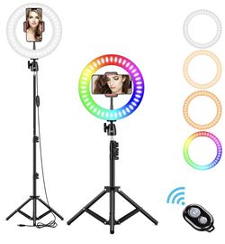 10” RGB LED Ringlight 3(contact info removed)K with Tripod Stand and Cell Phone Holder