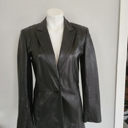 Women's Black Leather Blazer/Coat By I.N.C