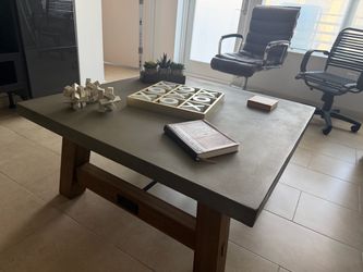 Pottery Barn Coffee Table Abbot Concrete and Teak