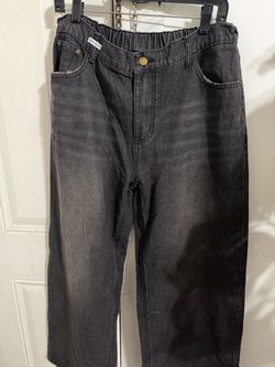 Black Washed Wide-Leg Denim Jeans