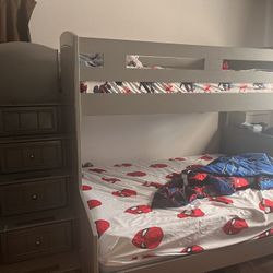 bunk beds with staircase, color gray