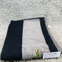 LACOSTE  Bath Towel 100% Cotton 30" x 52" Gray Big Crocodile Logo Bathroom Nwt
