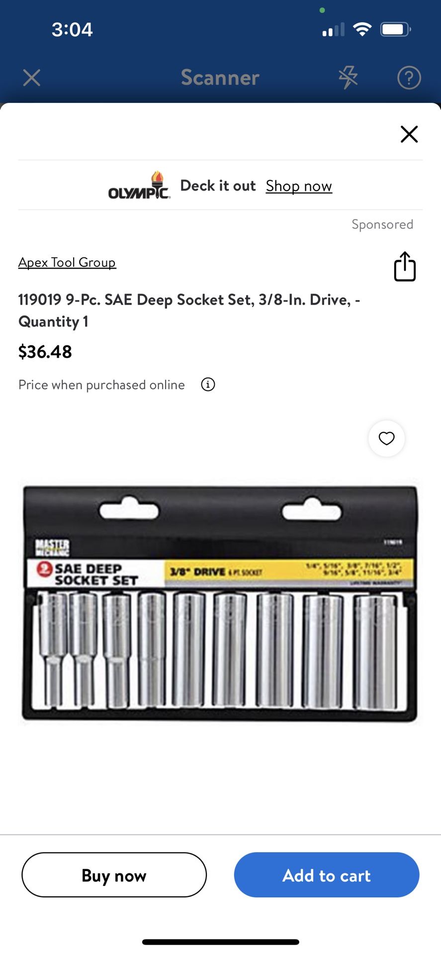 Master Mechanic Deep Socket Set