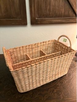 Magnolia natural woven rattan flatware silverware caddy organizer