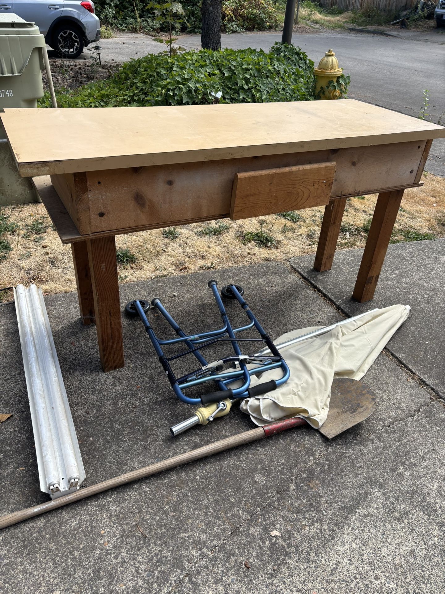 Free Pile: Walker, Umbrella, Shop Light, Mirror