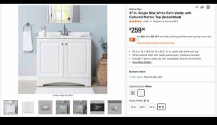 Single Sink White Bath Vanity with Cultured Marble Top (Assembled)
